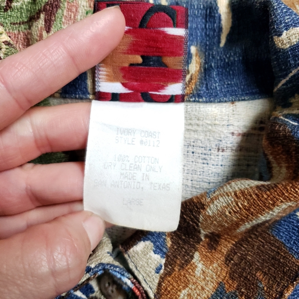 Vintage Mens Barkcloth Western Cowboy Horse Button Front Printed Shirt - Picture 11 of 11